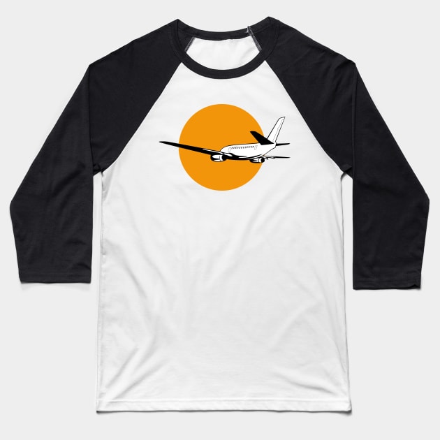 Commercial Jet Plane Airline Retro Baseball T-Shirt by retrovectors